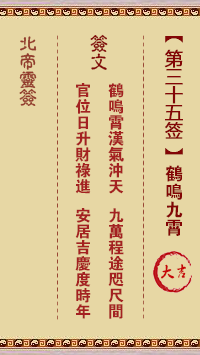 北帝灵签 第35签:鹤鸣九霄 大吉